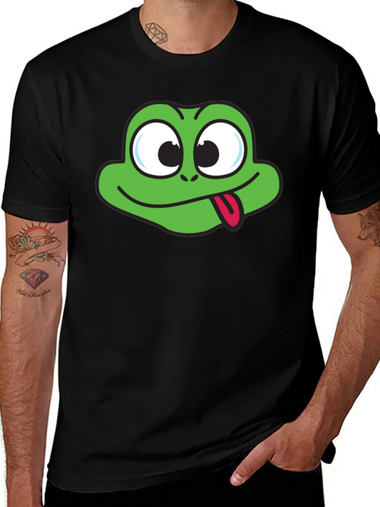 Funny Frog Face Graphic Black T-Shirt