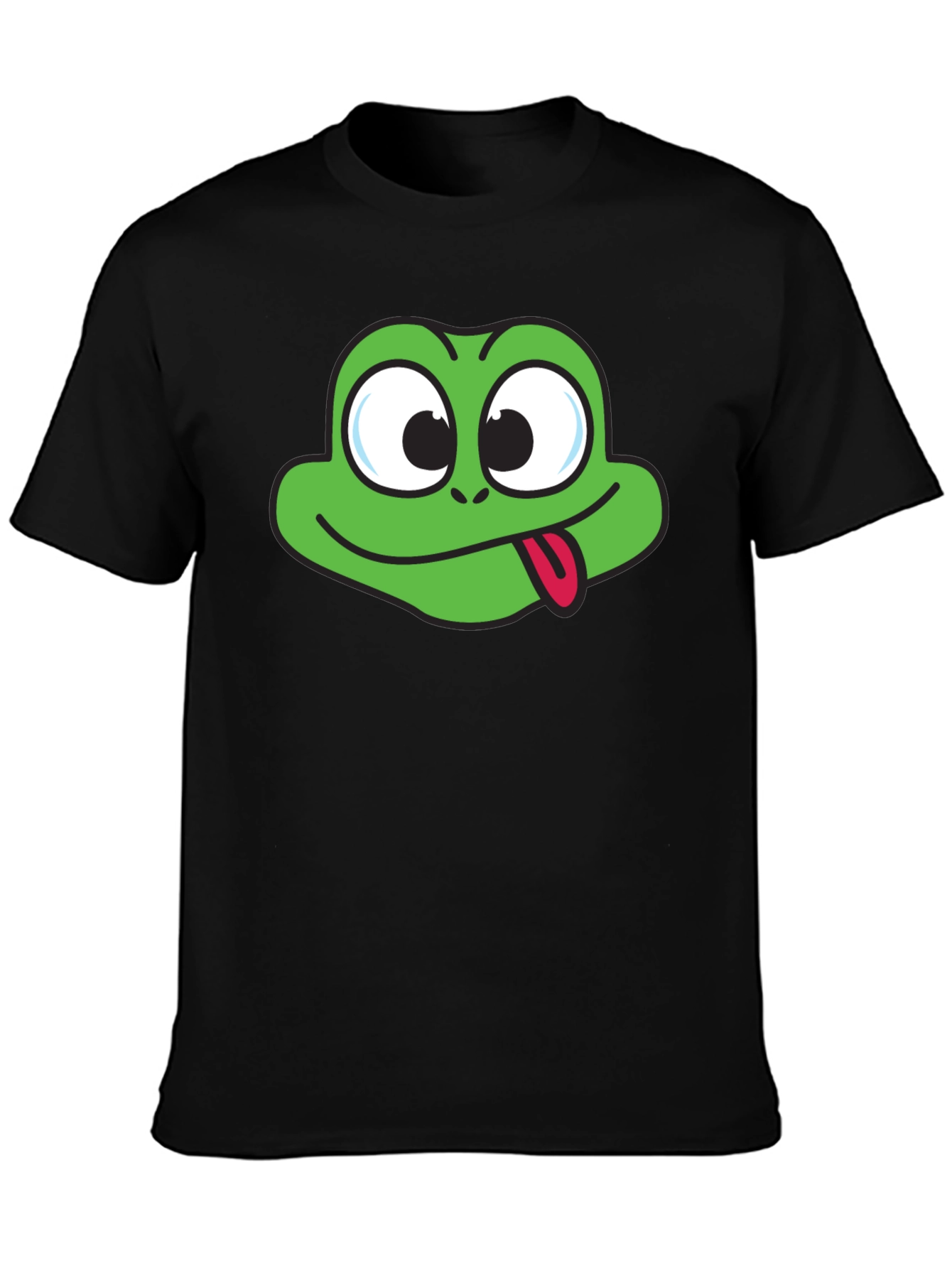 Funny Frog Face Graphic Black T-Shirt