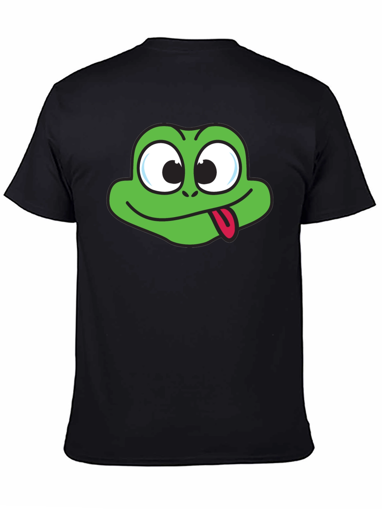 Funny Frog Face Graphic Black T-Shirt