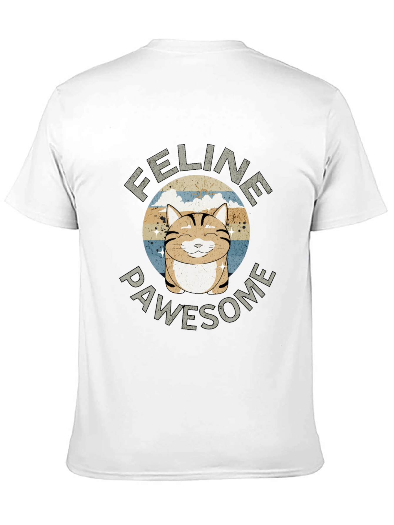 Feline Pawsome Cat Graphic Black T-Shirt