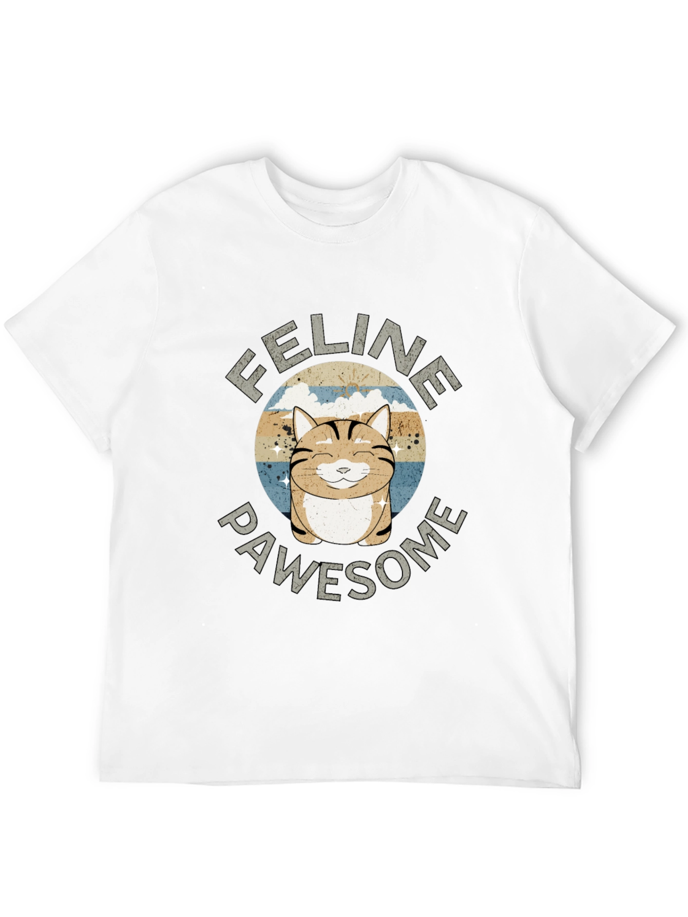 Feline Pawsome Cat Graphic Black T-Shirt