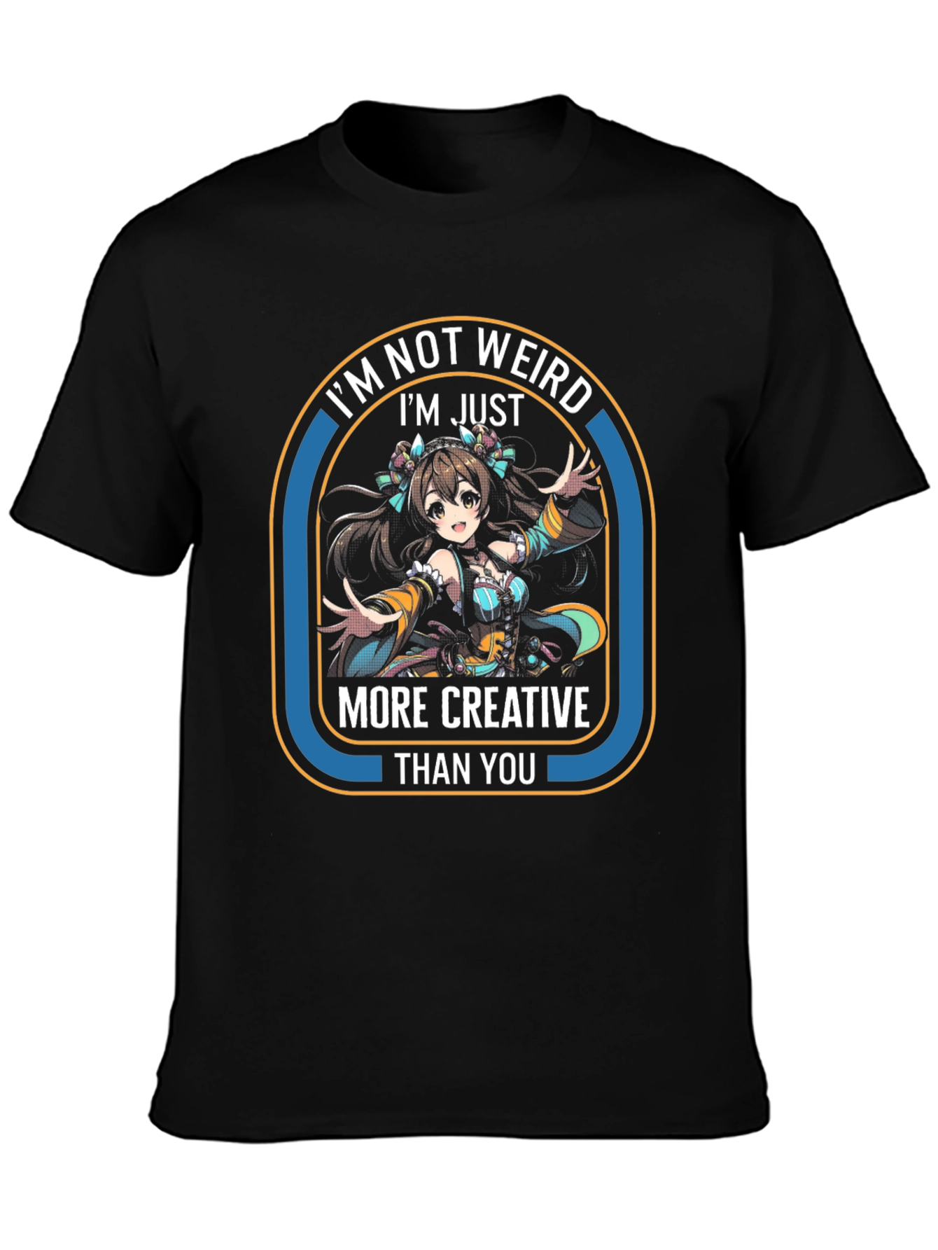 Creative Anime Girl T-Shirt - Unisex Black Tee