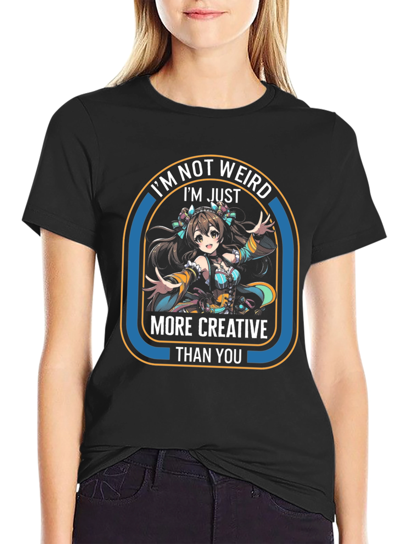 Creative Anime Girl T-Shirt - Unisex Black Tee