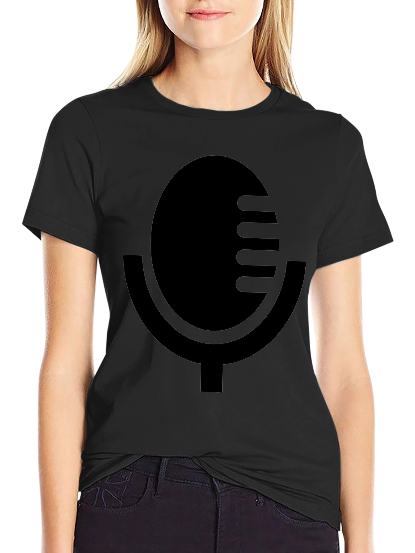 Black Microphone Graphic Tee - Podcast Ready
