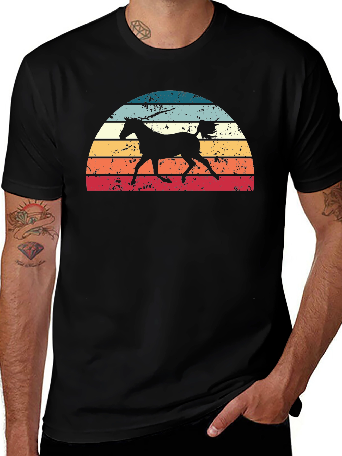 Retro Horse Sunset Graphic Tee