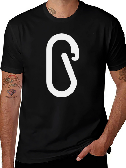 Black T-Shirt with White Carabiner Design