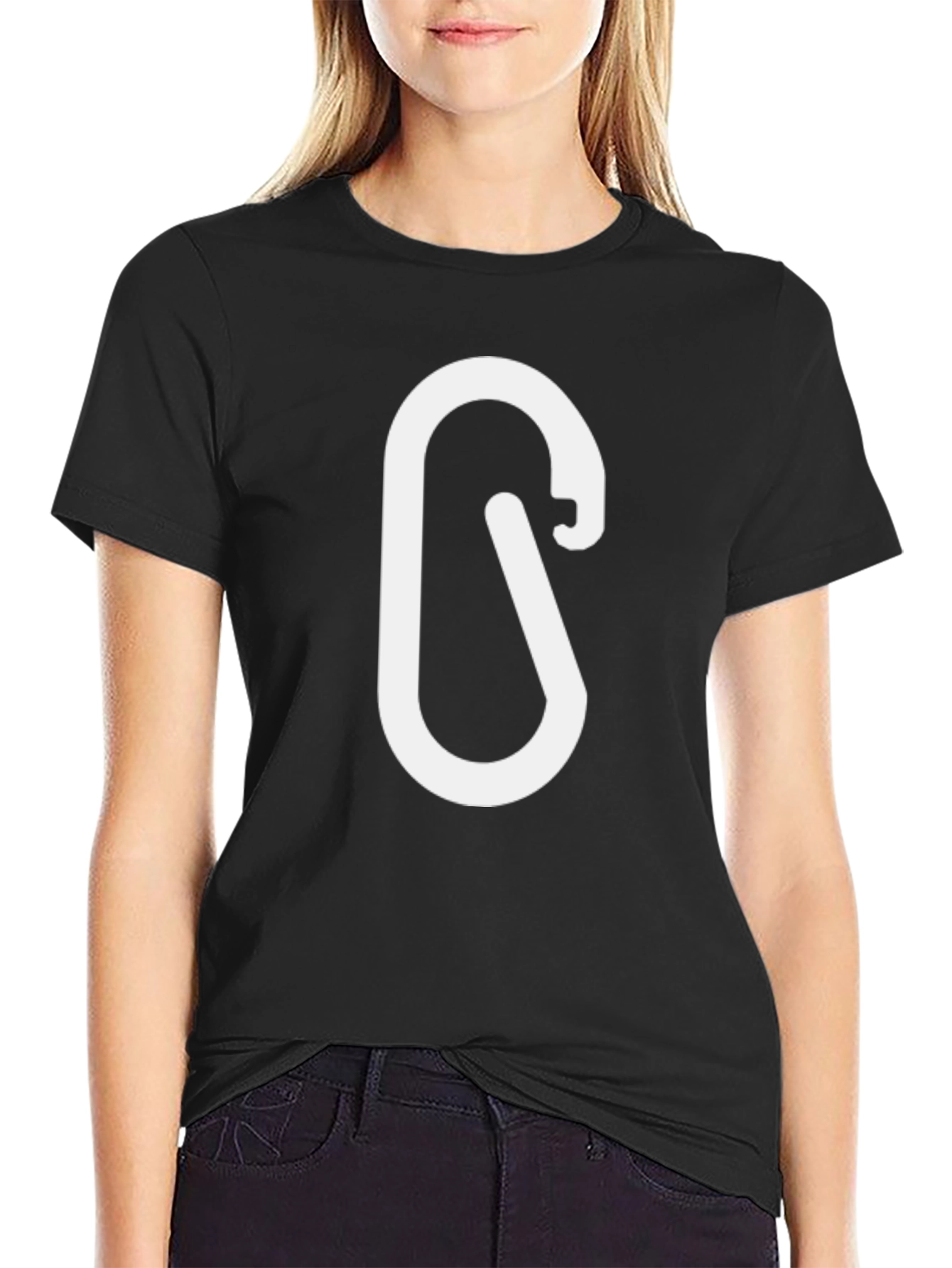 Black T-Shirt with White Carabiner Design