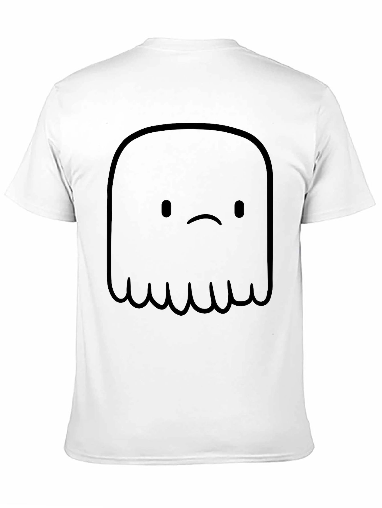 Sad Ghost Graphic Tee - Black Cotton Comfort