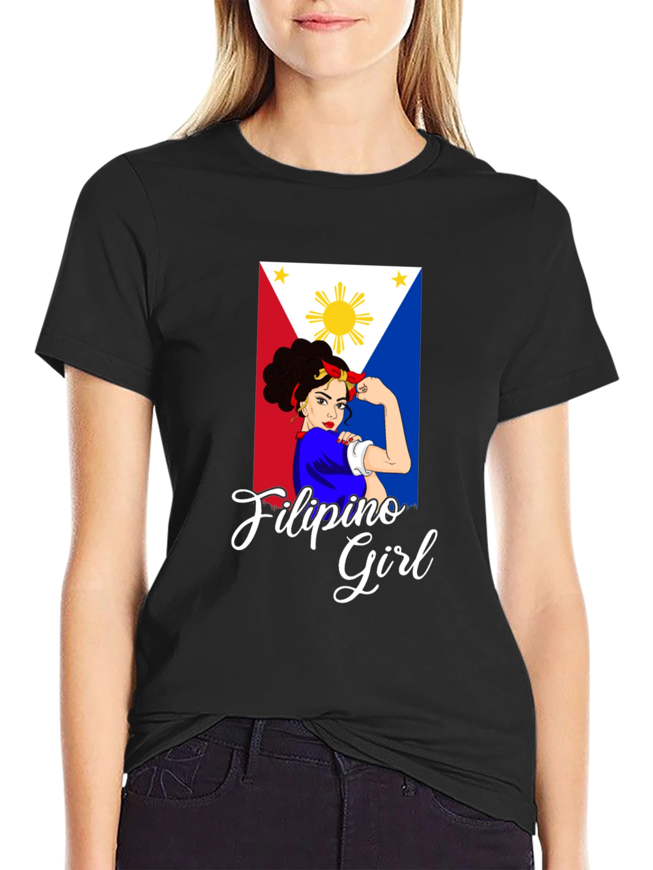Filipino Girl Power T-Shirt - Black Cotton Tee