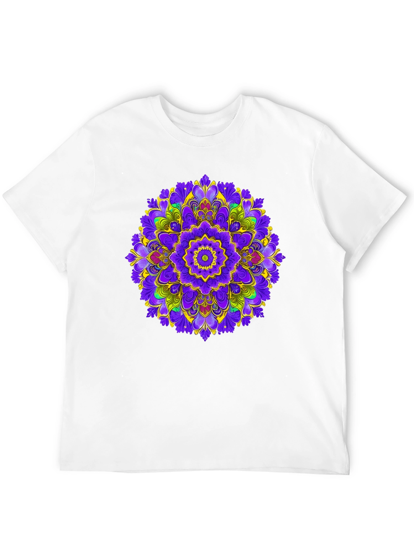 Vibrant Mandala Graphic Print Black T-Shirt
