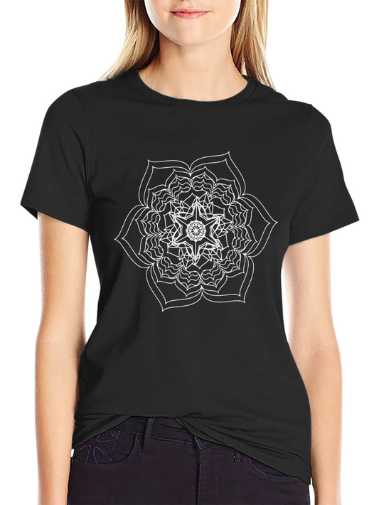 Black Mandala Graphic Tee - Unique Star Design