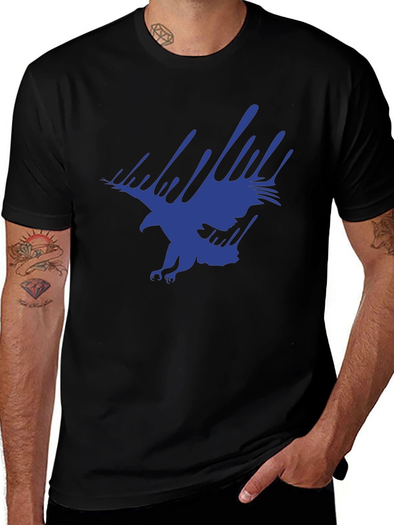 Bold Eagle Graphic Print Tee - Black