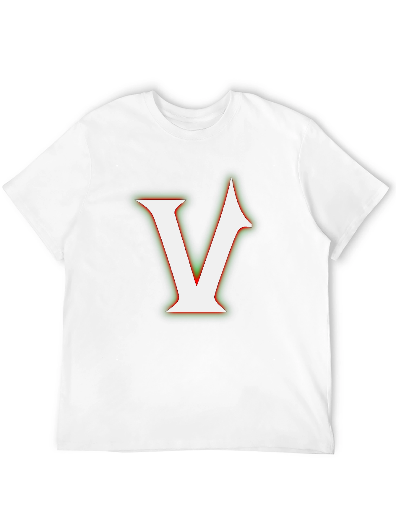 Bold Initial V Graphic Tee - Black Cotton Blend
