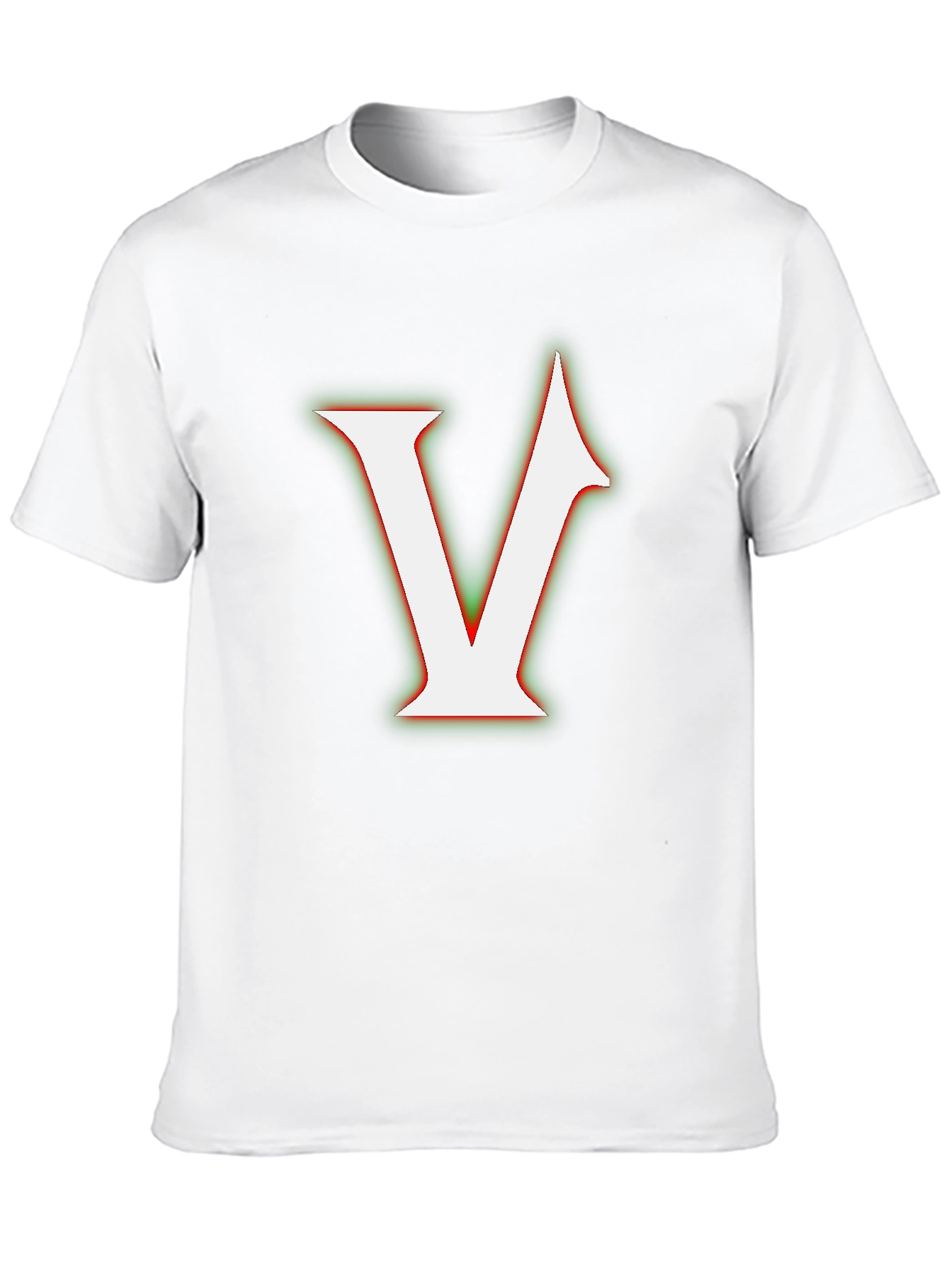 Bold Initial V Graphic Tee - Black Cotton Blend