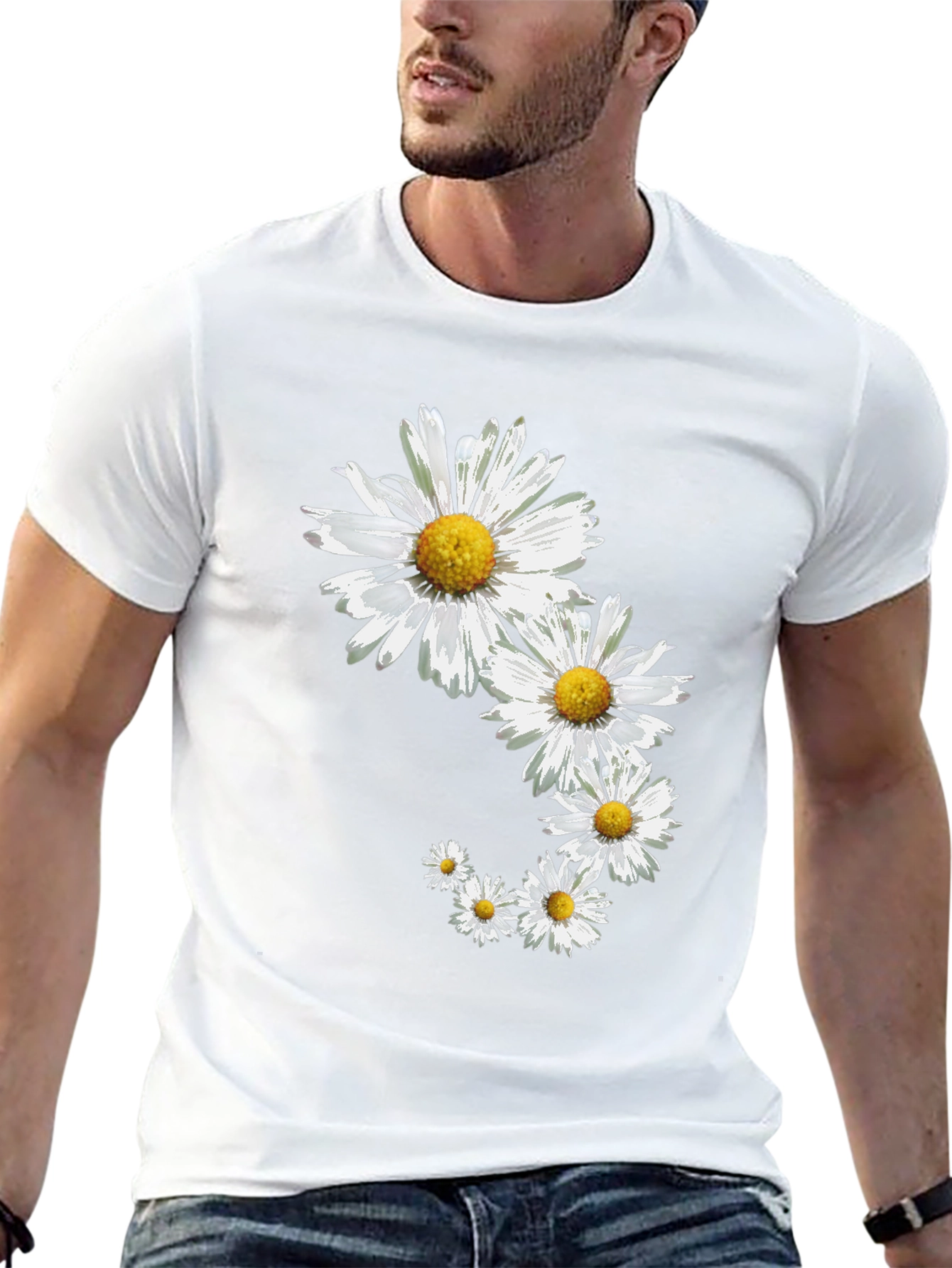 Daisy Chain Graphic Tee - Black Cotton Blend