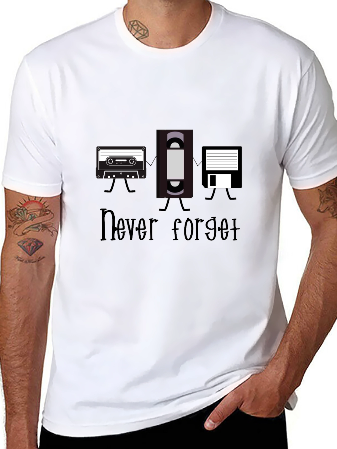 Never Forget Retro Media Black T-Shirt
