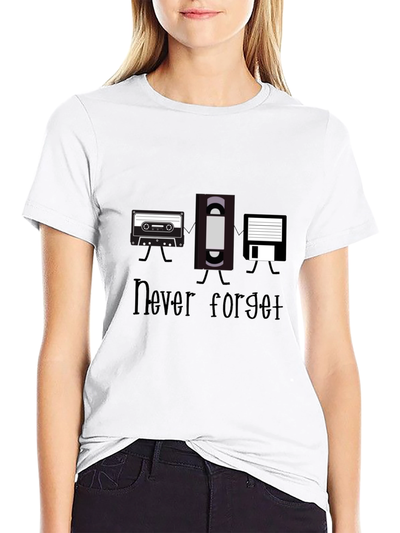 Never Forget Retro Media Black T-Shirt