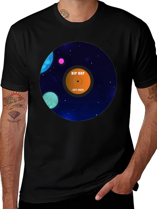 Hip Hop Vinyl Record Space Graphic T-Shirt