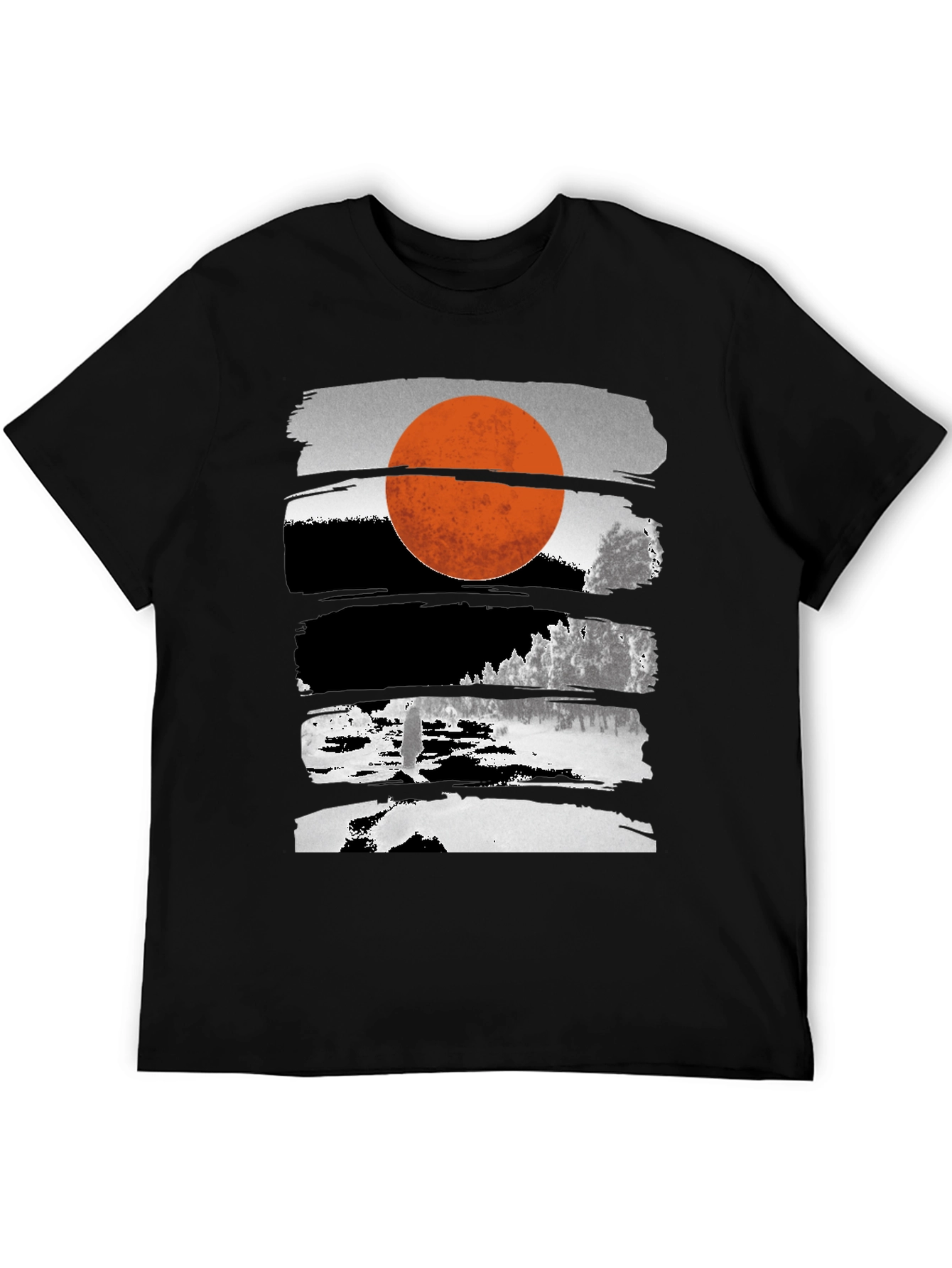 Abstract Sunset Graphic Tee - Modern Black T-Shirt