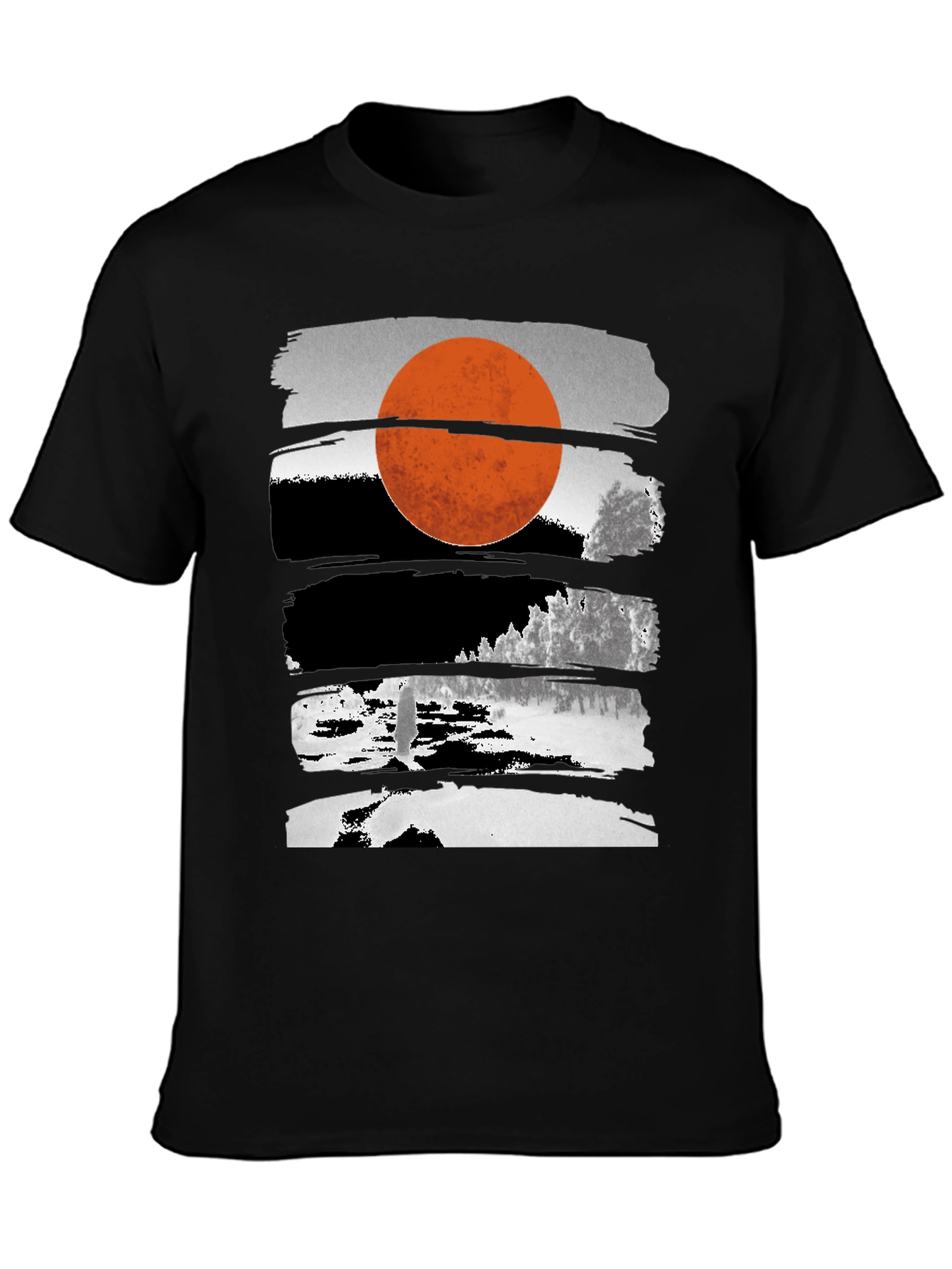 Abstract Sunset Graphic Tee - Modern Black T-Shirt