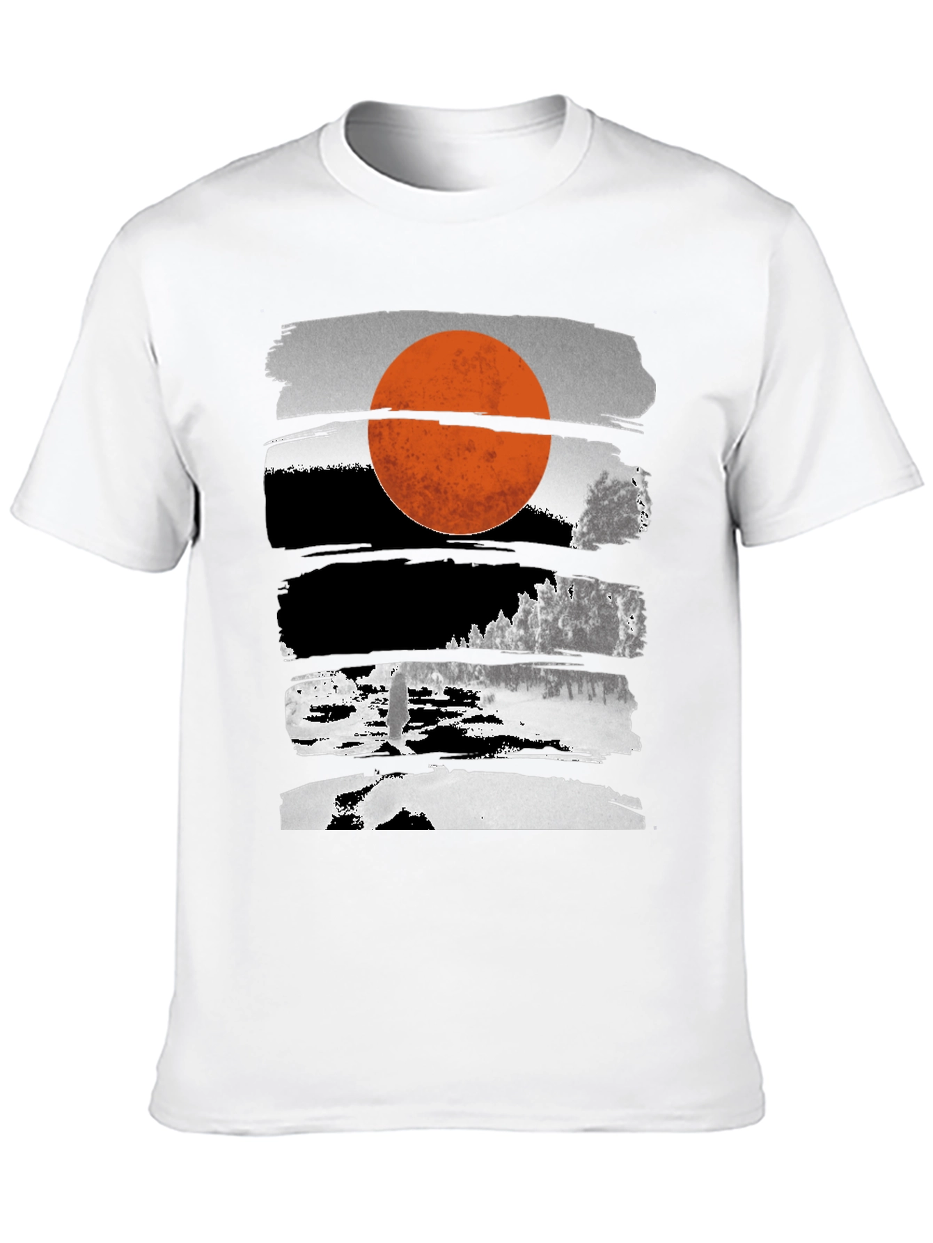 Abstract Sunset Graphic Tee - Modern Black T-Shirt