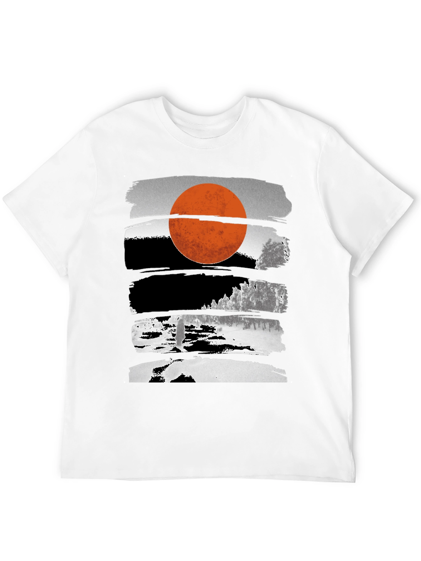 Abstract Sunset Graphic Tee - Modern Black T-Shirt
