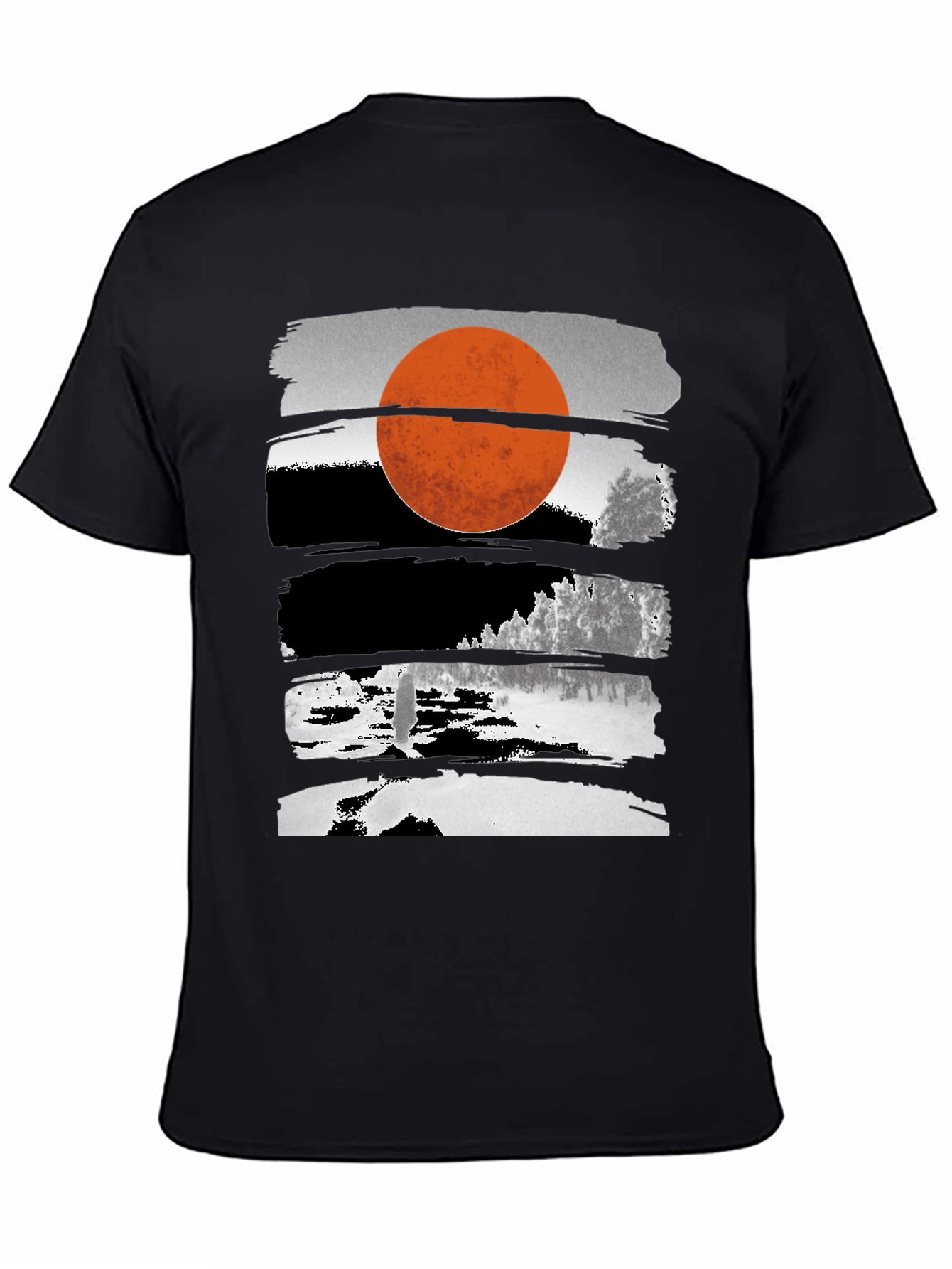 Abstract Sunset Graphic Tee - Modern Black T-Shirt