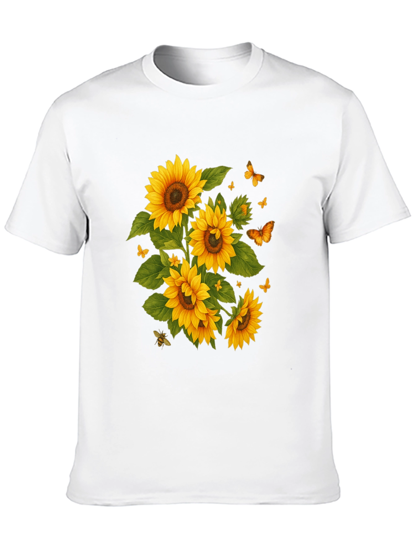Sunflower & Butterfly Black T-Shirt