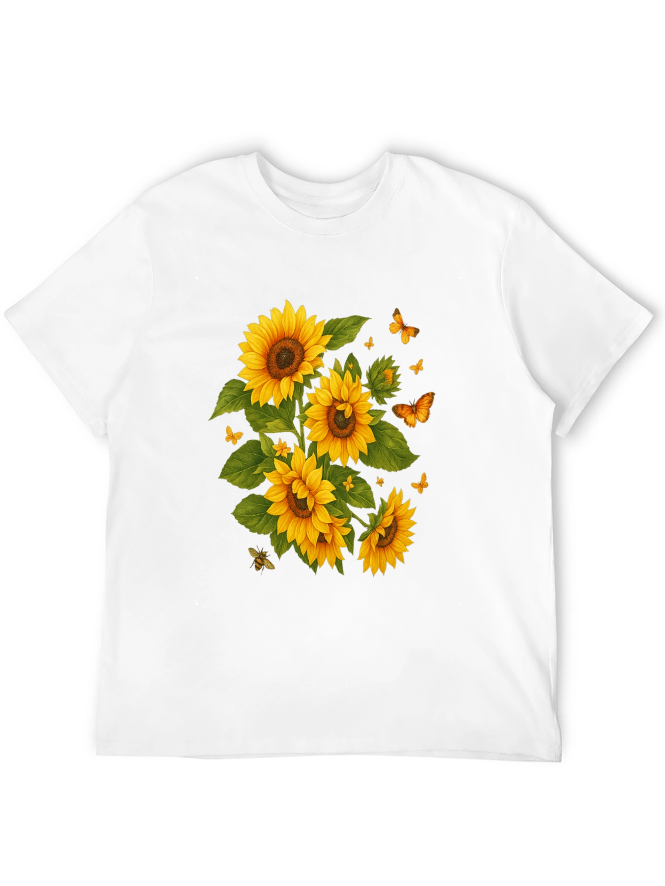Sunflower & Butterfly Black T-Shirt