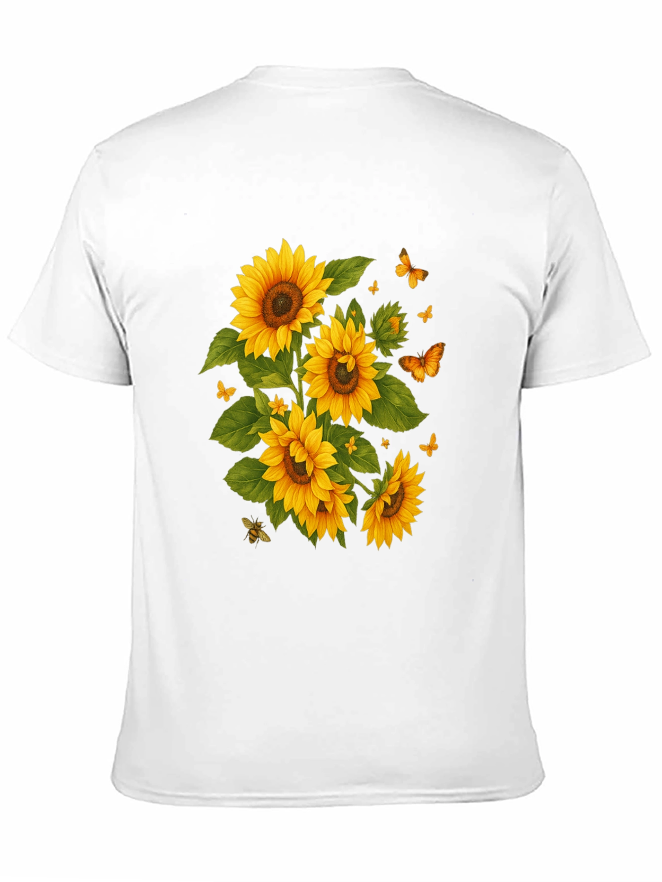 Sunflower & Butterfly Black T-Shirt