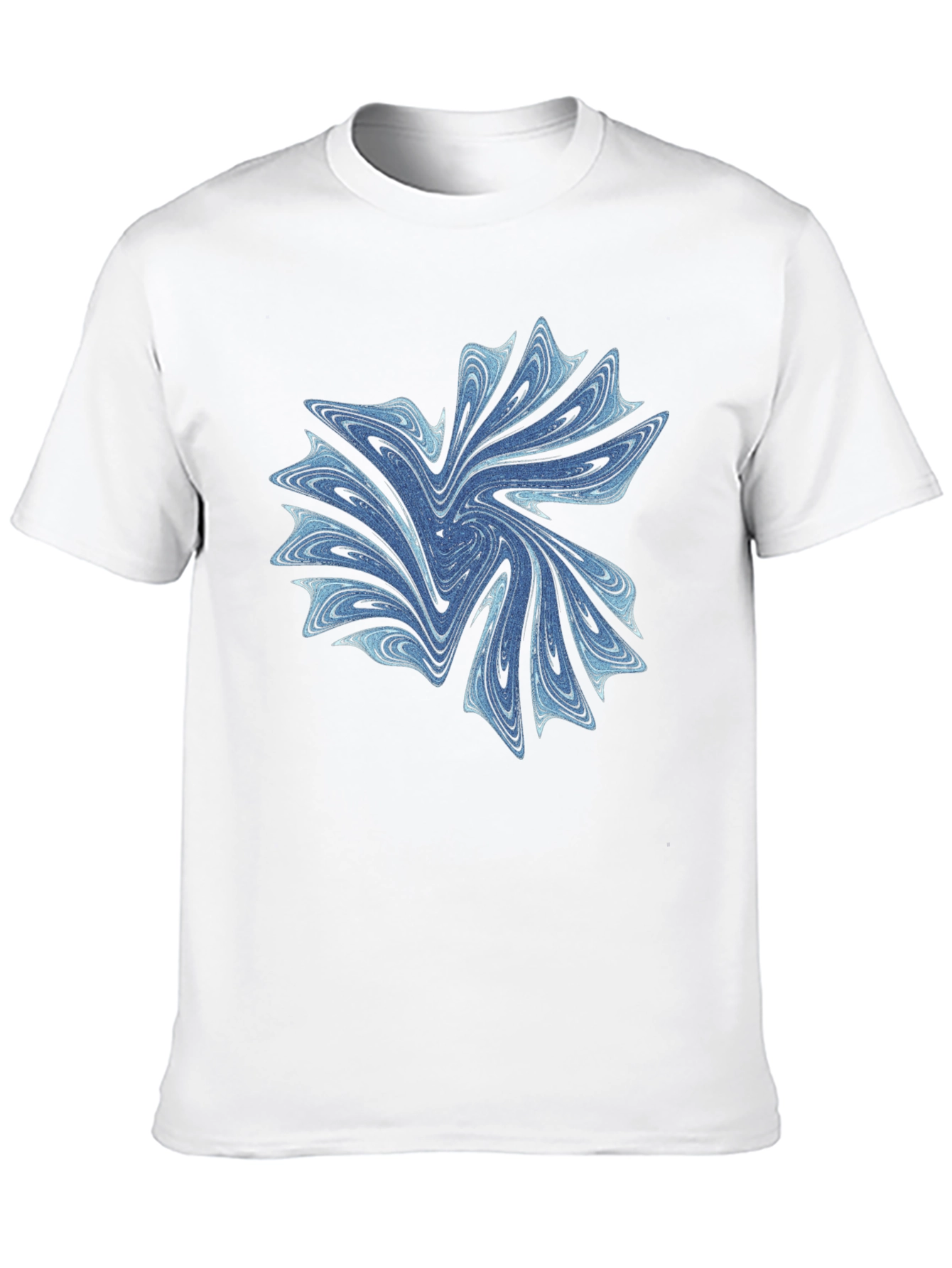 Abstract Blue Swirl Graphic Black T-Shirt