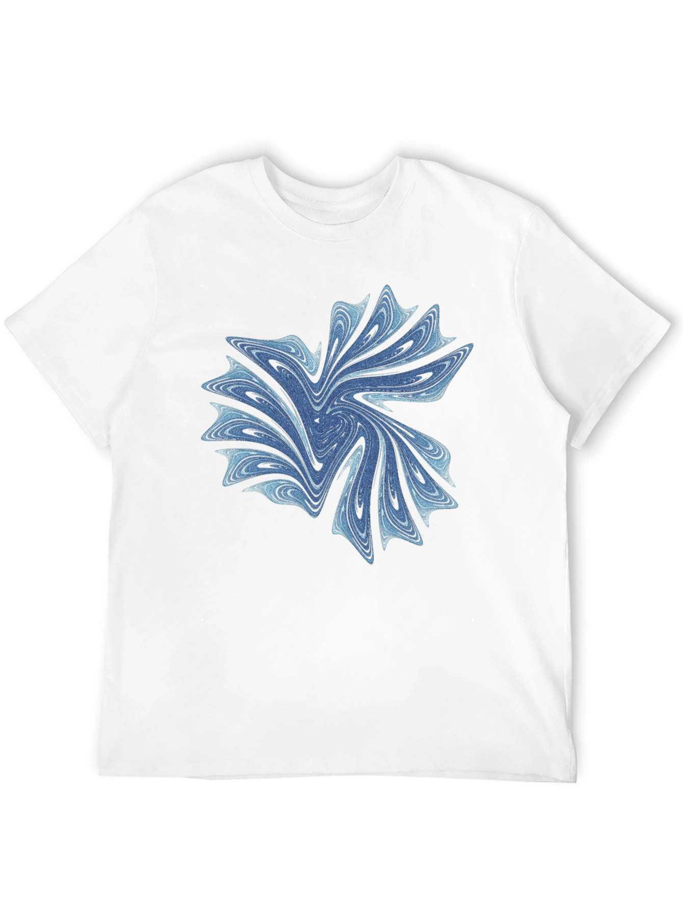 Abstract Blue Swirl Graphic Black T-Shirt