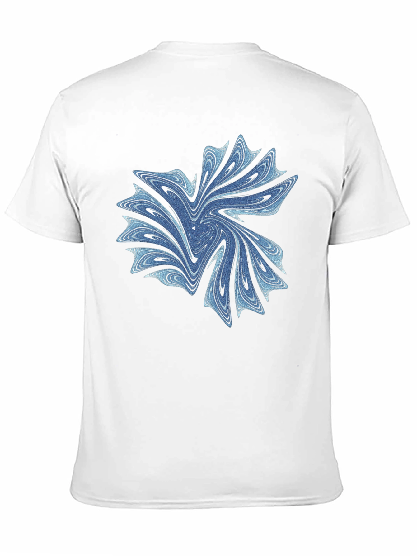 Abstract Blue Swirl Graphic Black T-Shirt