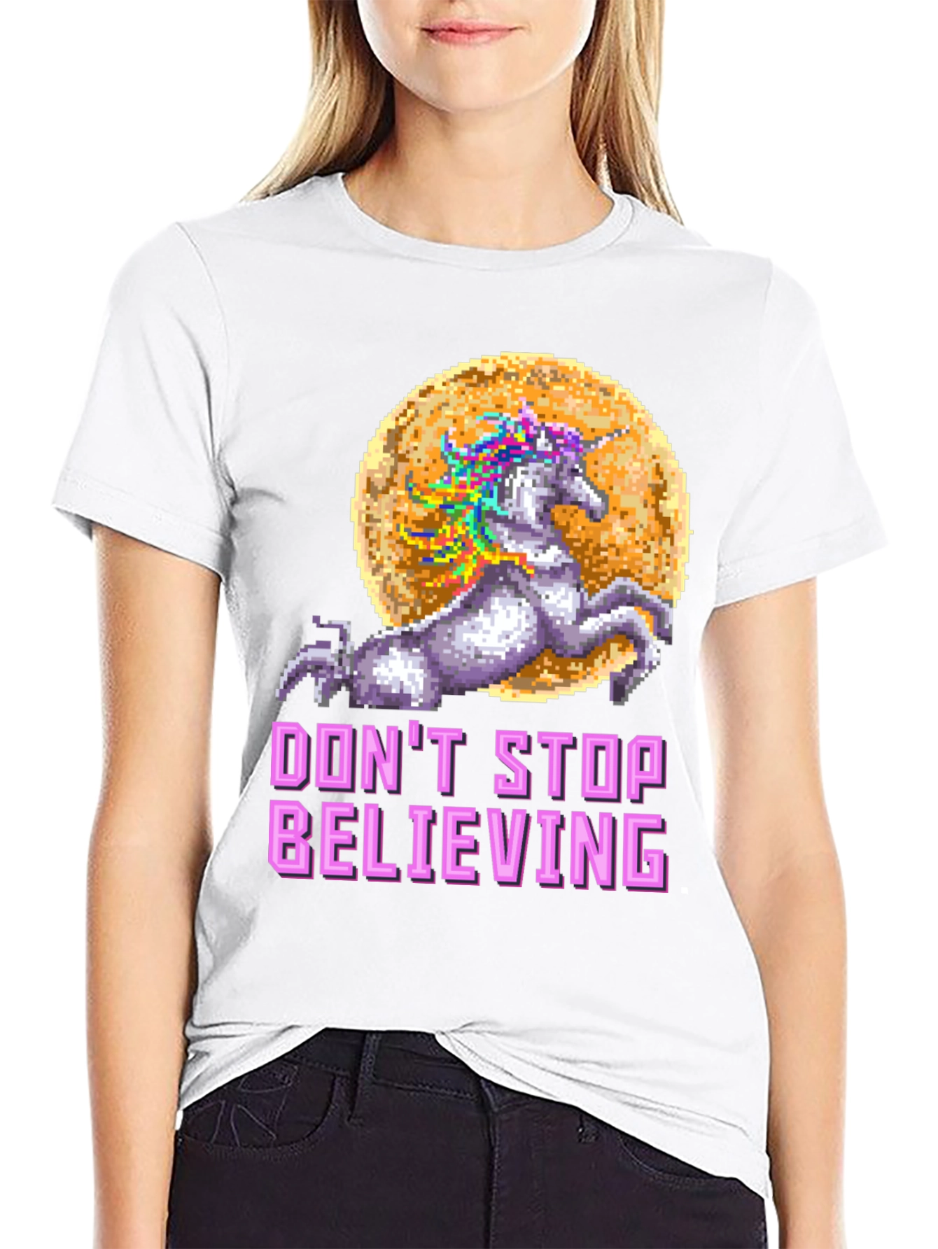 Unicorn Dont Stop Believing Graphic T-Shirt