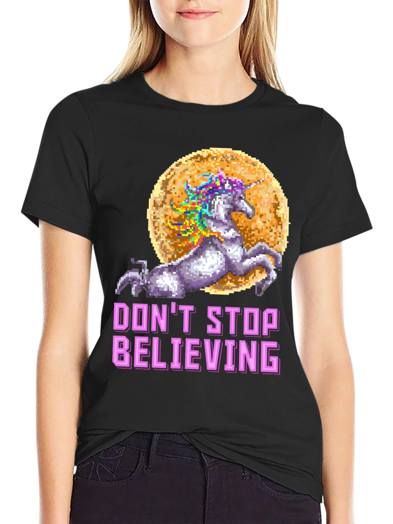 Unicorn Dont Stop Believing Graphic T-Shirt