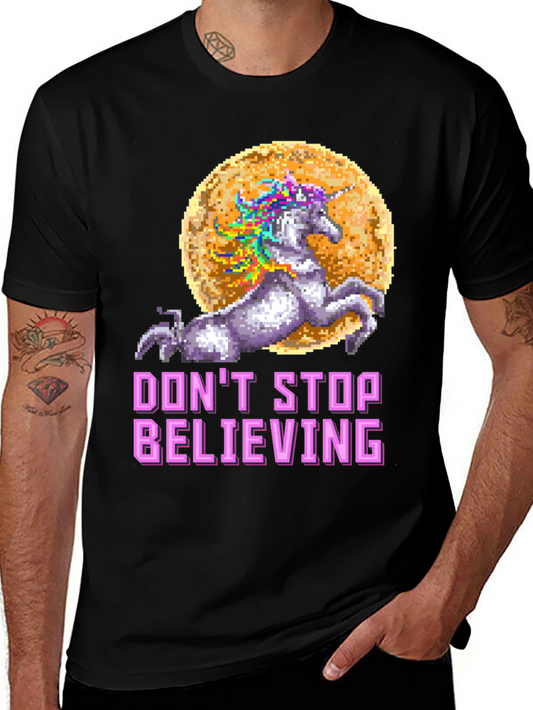 Unicorn Dont Stop Believing Graphic T-Shirt