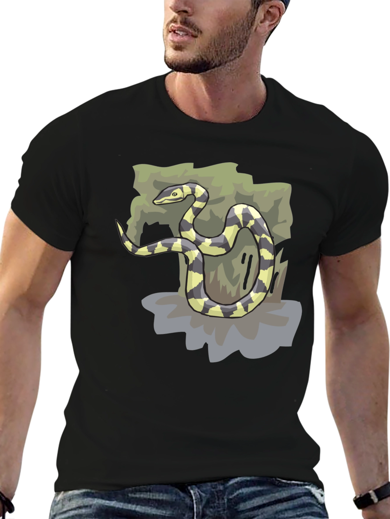 Snake Graphic Black T-Shirt - Casual Style