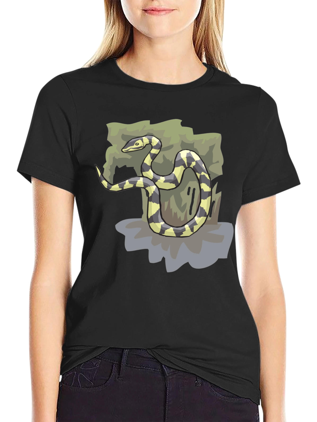 Snake Graphic Black T-Shirt - Casual Style