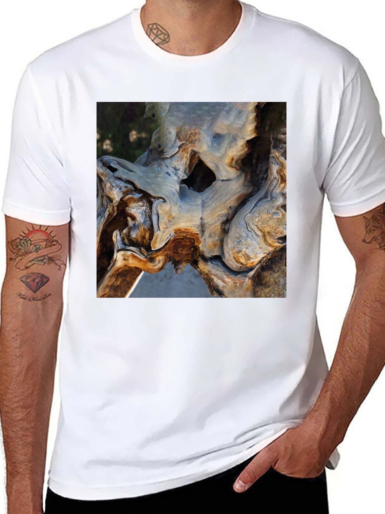 Nature Art Tee - Organic Tree Trunk Graphic