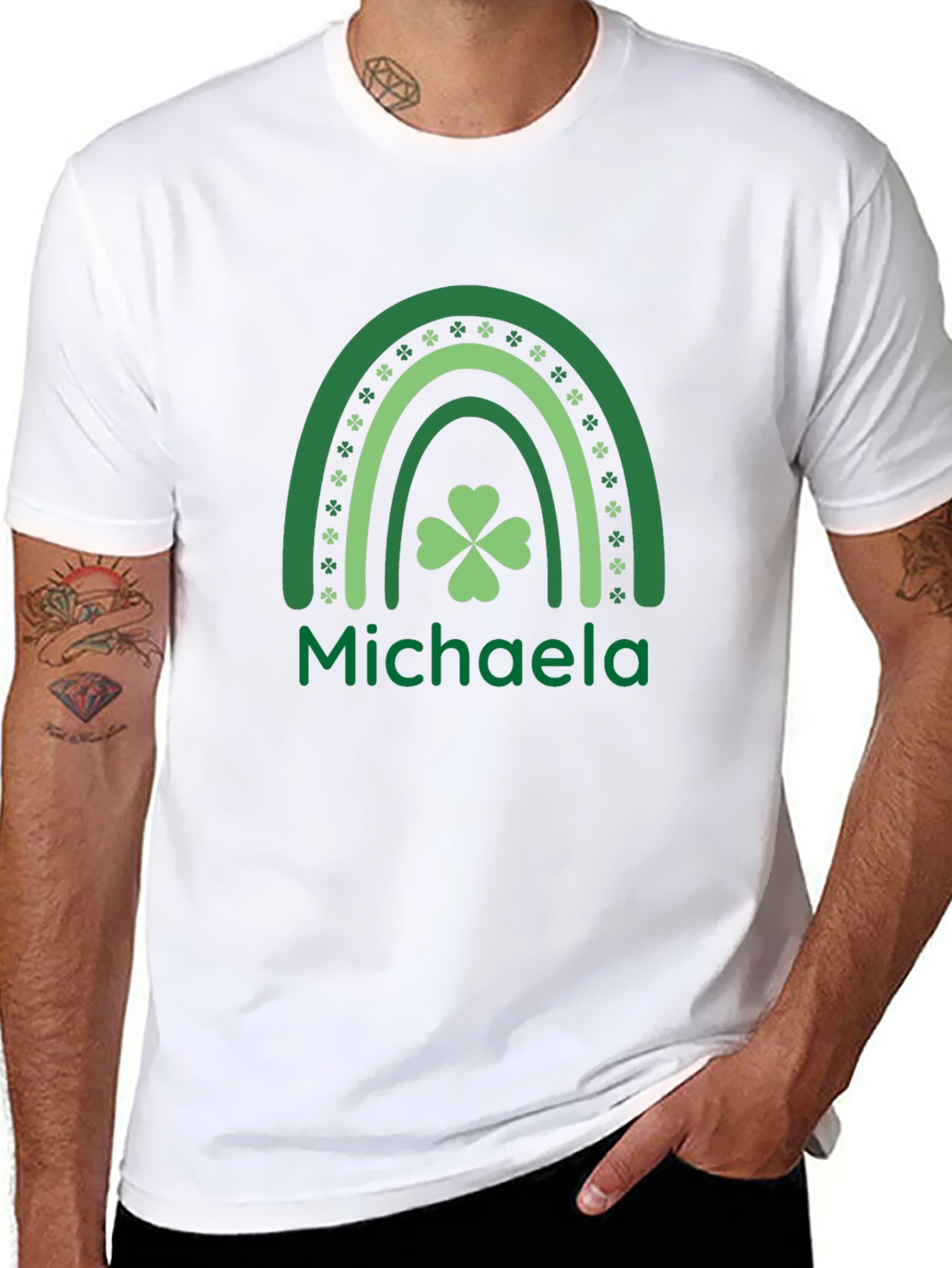 Michaela St. Patricks Day Rainbow Shamrock T-Shirt