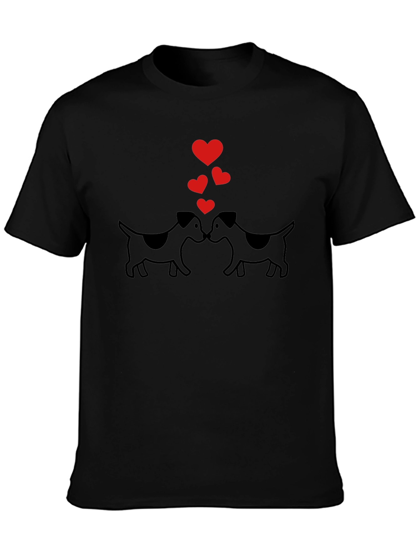 Dog Lovers T-Shirt - Kissing Dogs & Hearts