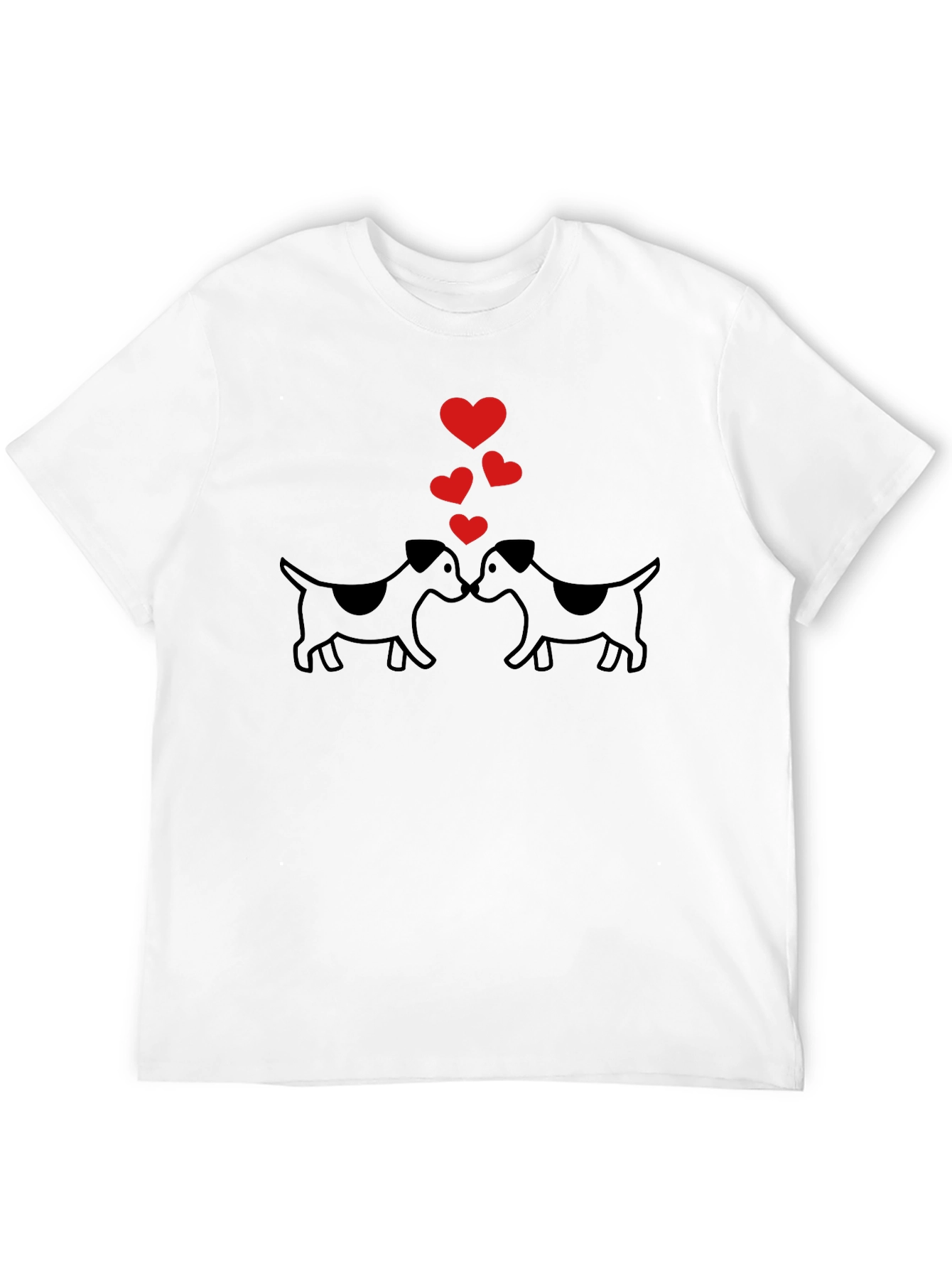 Dog Lovers T-Shirt - Kissing Dogs & Hearts