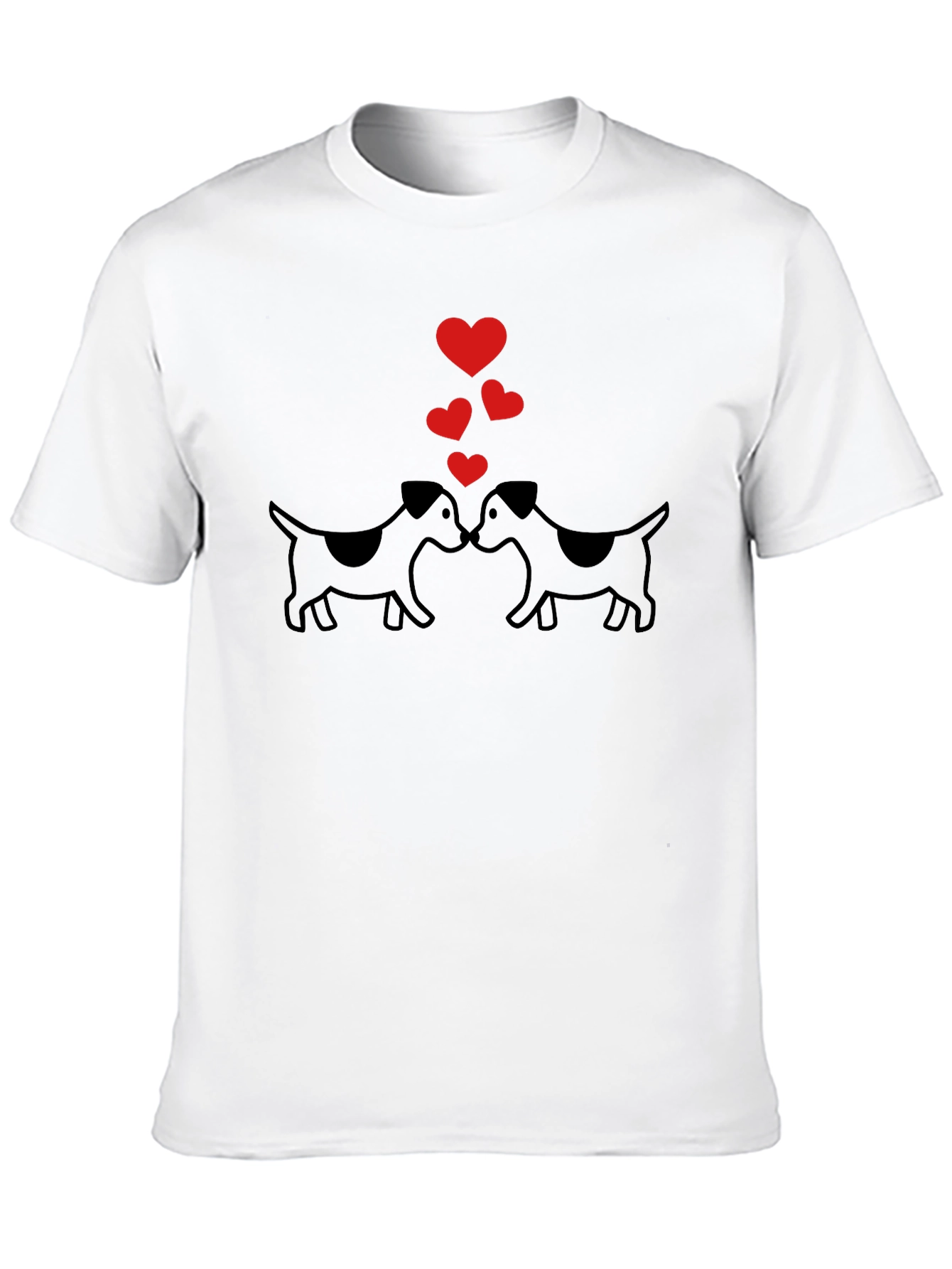 Dog Lovers T-Shirt - Kissing Dogs & Hearts