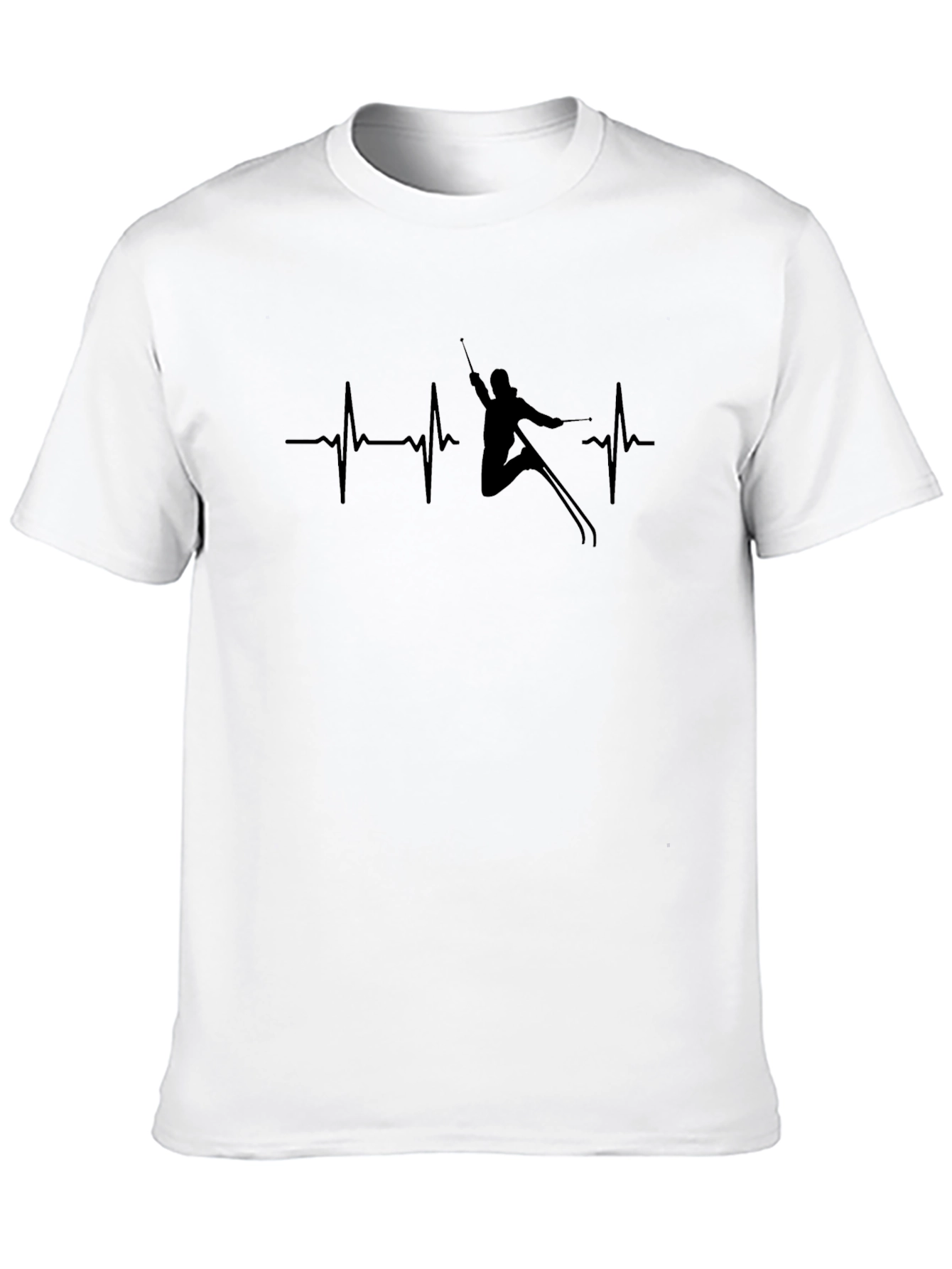 Ski Heartbeat T-Shirt - Black Skiing Passion Tee