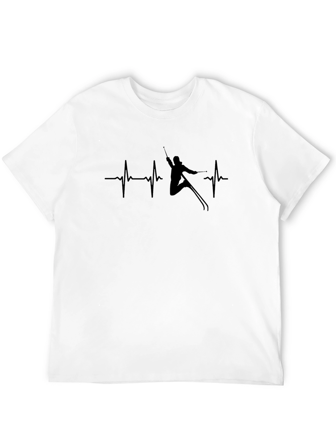Ski Heartbeat T-Shirt - Black Skiing Passion Tee