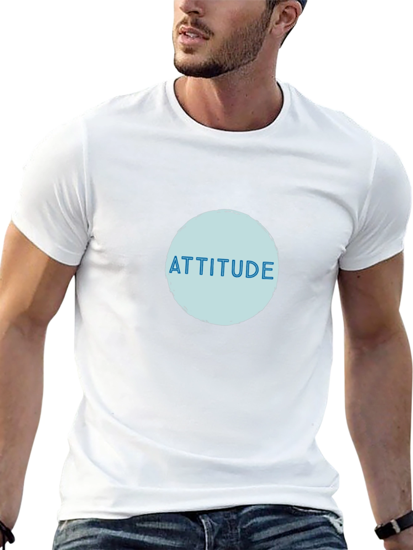 Attitude Graphic Print T-Shirt - Black