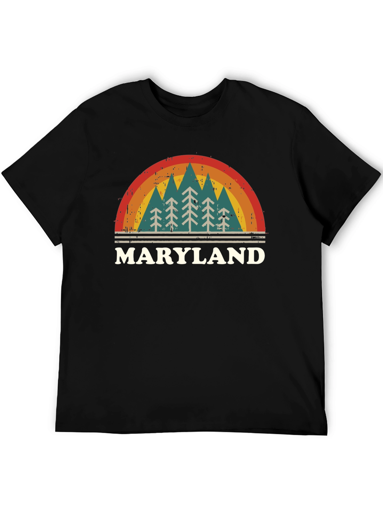 Maryland Retro Rainbow Tree Graphic T-Shirt
