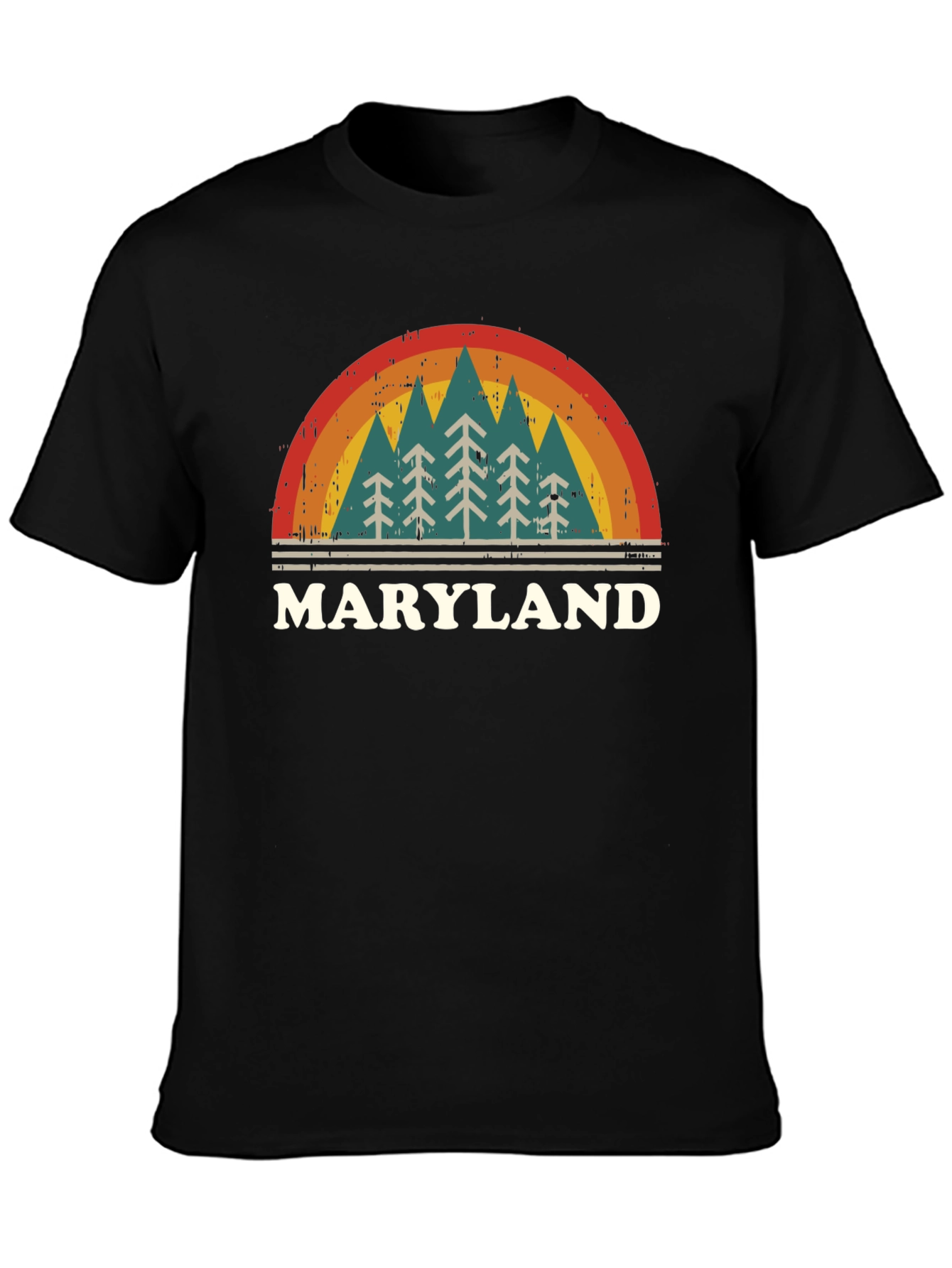 Maryland Retro Rainbow Tree Graphic T-Shirt