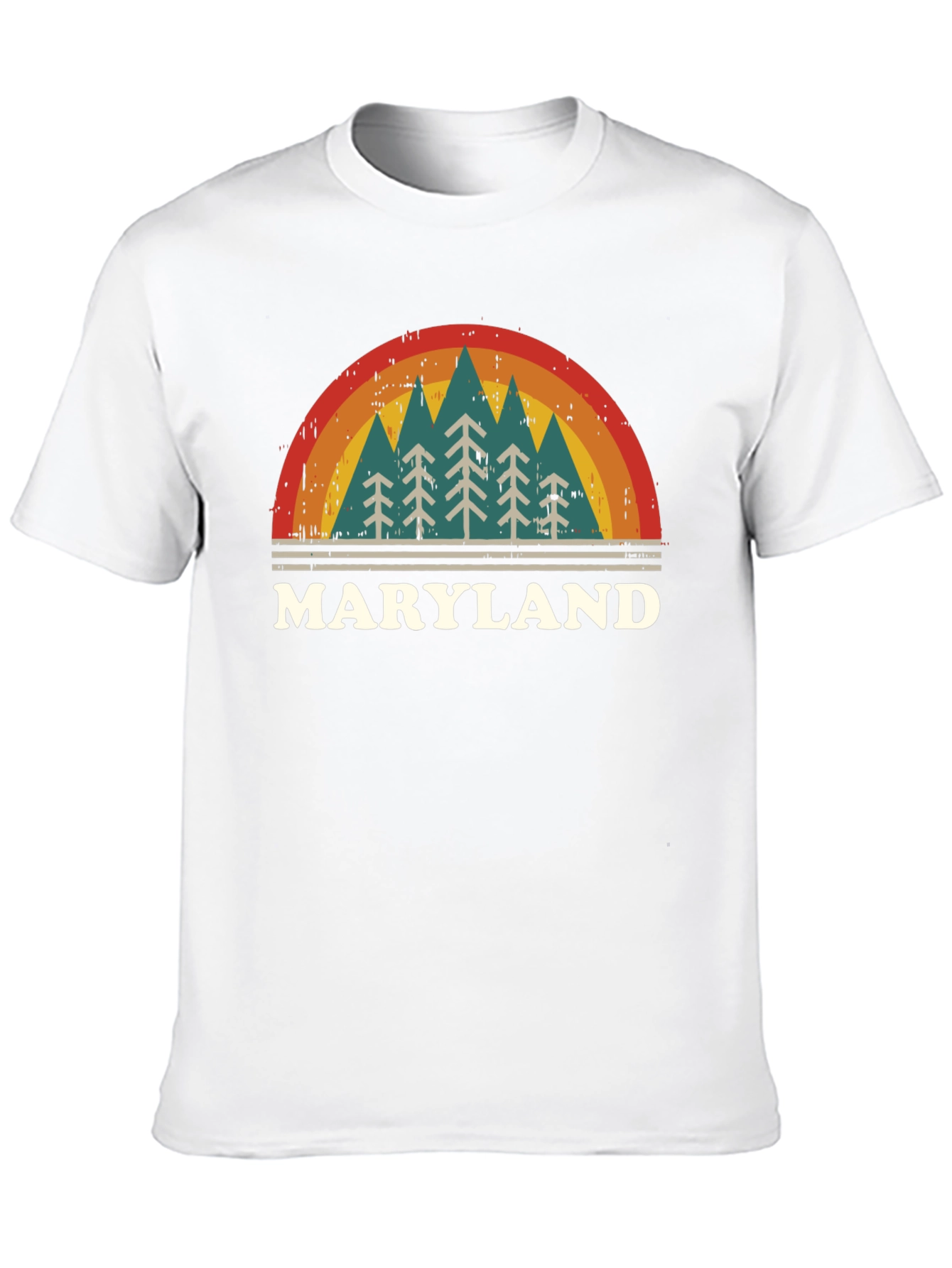 Maryland Retro Rainbow Tree Graphic T-Shirt
