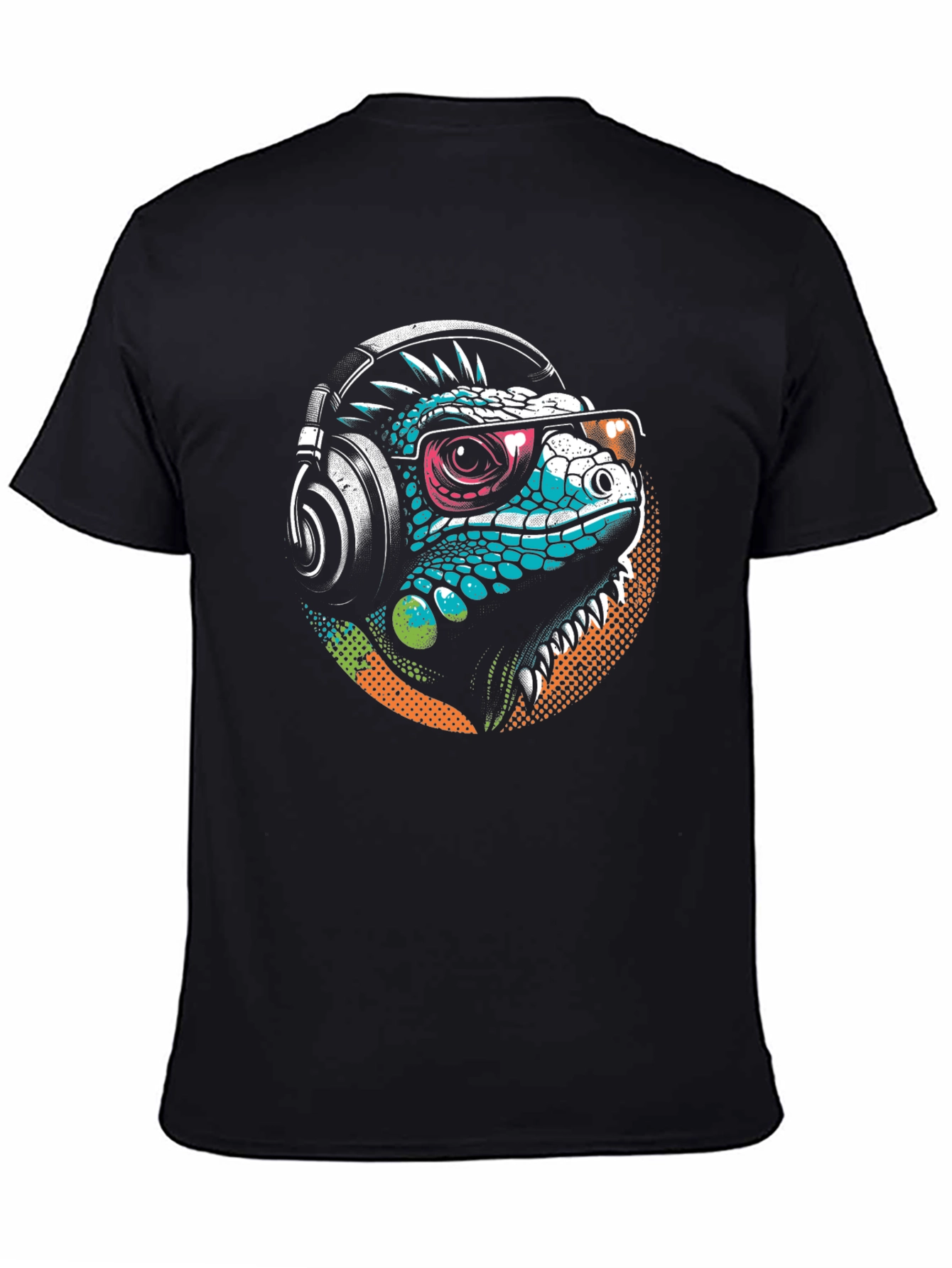 Cool Iguana Tee: Stylish Lizard with Headphones